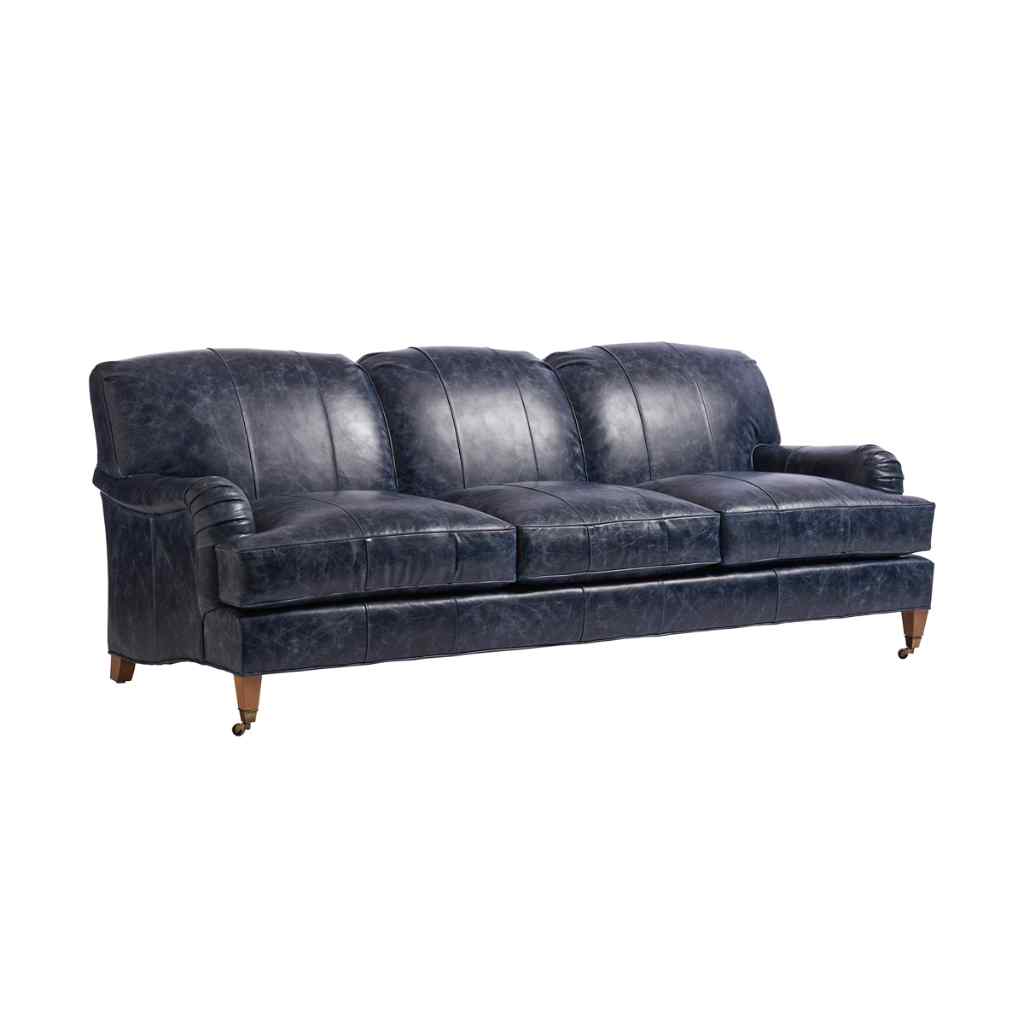 Sydney Leather Sofa With Brass Casters Brown