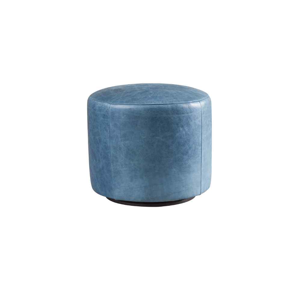 Three Arch Leather Swivel Ottoman Brown