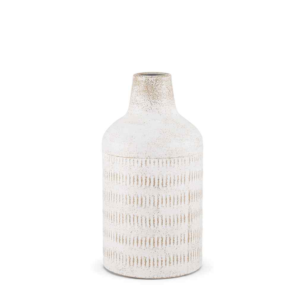 Tisha Small White W- Terracotta Distressing Metal Vase White
