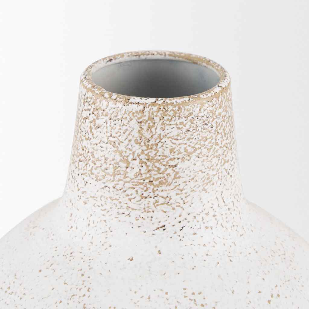 Tisha Small White W- Terracotta Distressing Metal Vase White