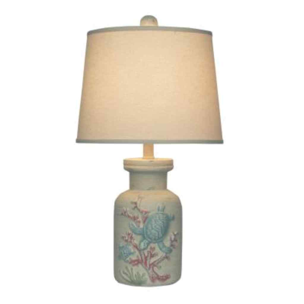 Turtle Coral Accent Lamp Cottage W/Cabana Accent
