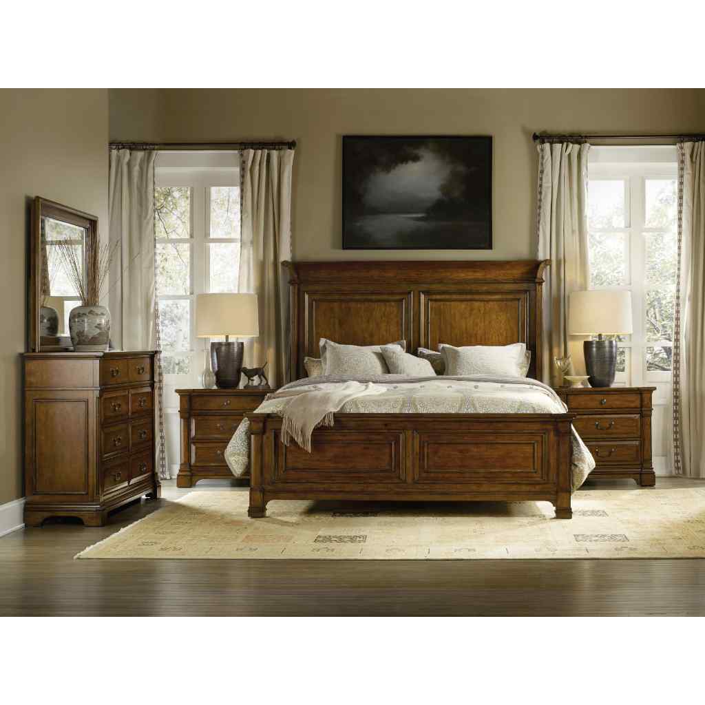 Tynecastle California King Panel Bed Dark Brown
