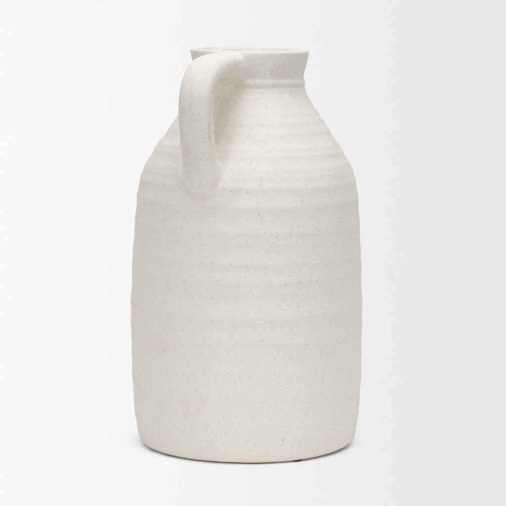Tyrus Large Textured Matte White W- Speckling Ceramic Vase Beige