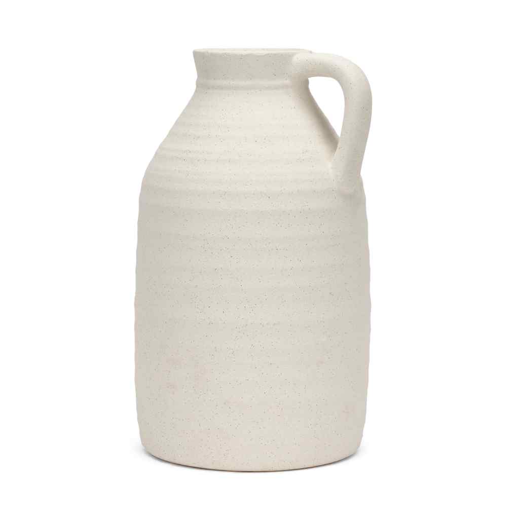 Tyrus Large Textured Matte White W- Speckling Ceramic Vase Beige