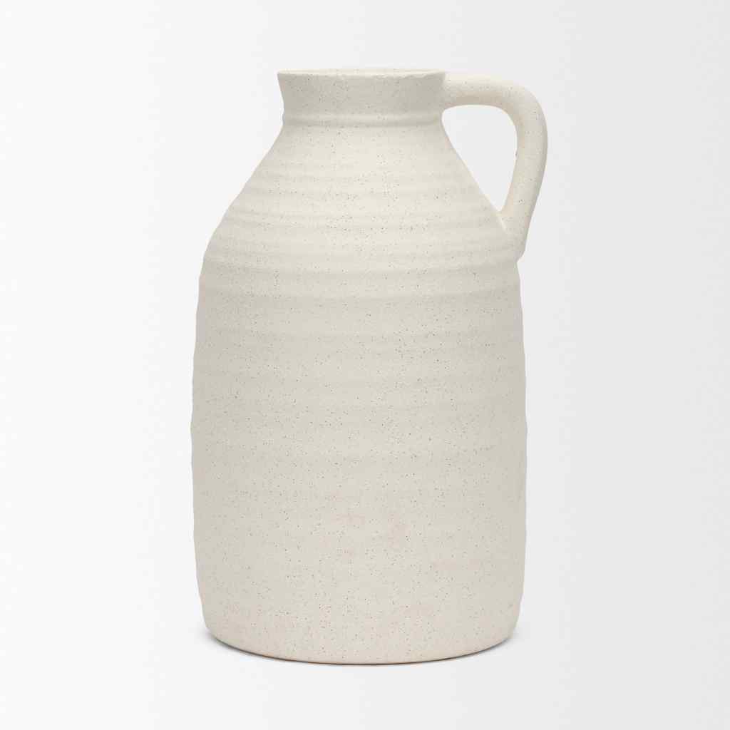 Tyrus Large Textured Matte White W- Speckling Ceramic Vase Beige