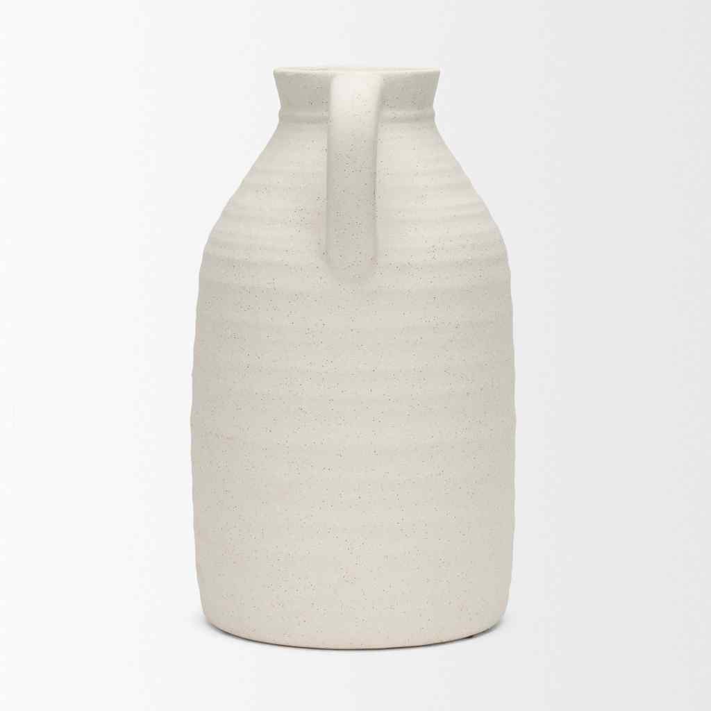 Tyrus Large Textured Matte White W- Speckling Ceramic Vase Beige