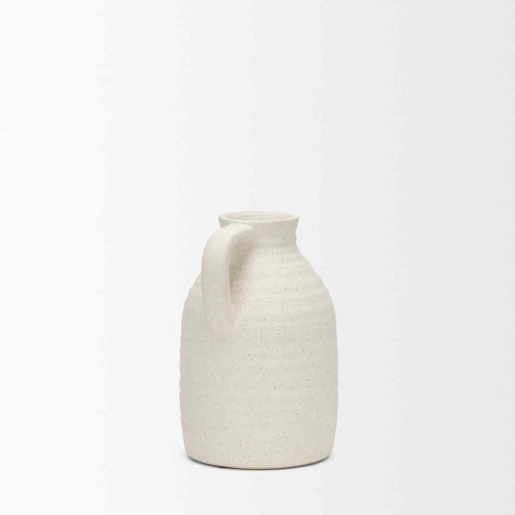 Tyrus Medium Textured Matte White W- Speckling Ceramic Vase White