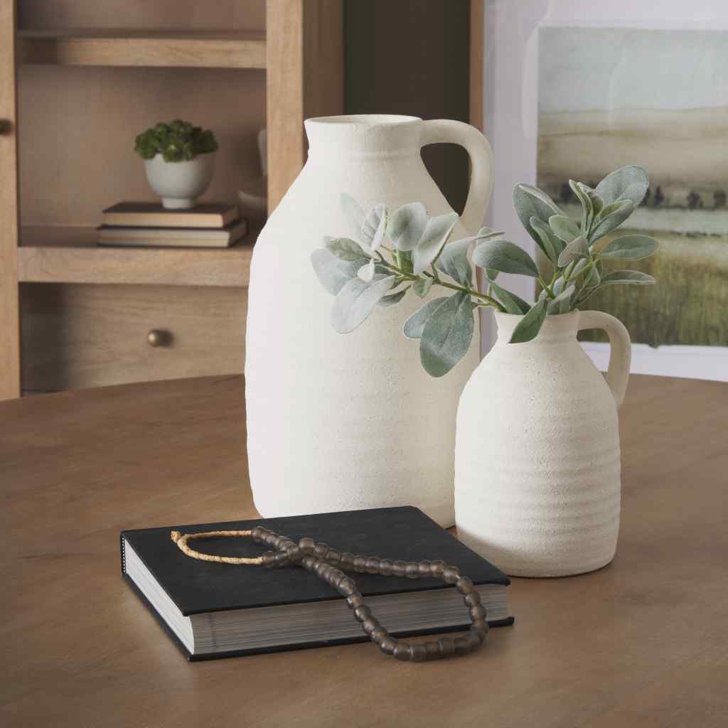 Tyrus Medium Textured Matte White W- Speckling Ceramic Vase White