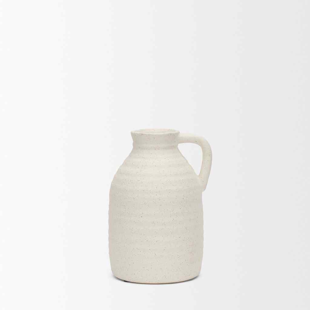 Tyrus Medium Textured Matte White W- Speckling Ceramic Vase White