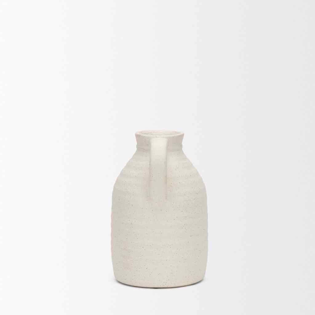 Tyrus Medium Textured Matte White W- Speckling Ceramic Vase White
