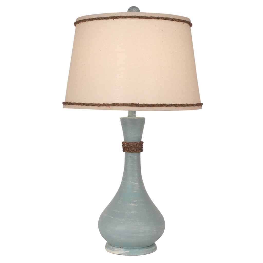 Weathered Atlantic Grey Smooth Genie Bottle Table Lamp With Rope Accent Weathered Atlantic Grey