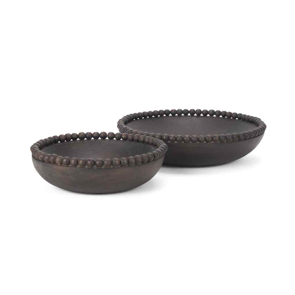 Wendell Dark Brown Wood W- Wood Beads Round Bowls Black