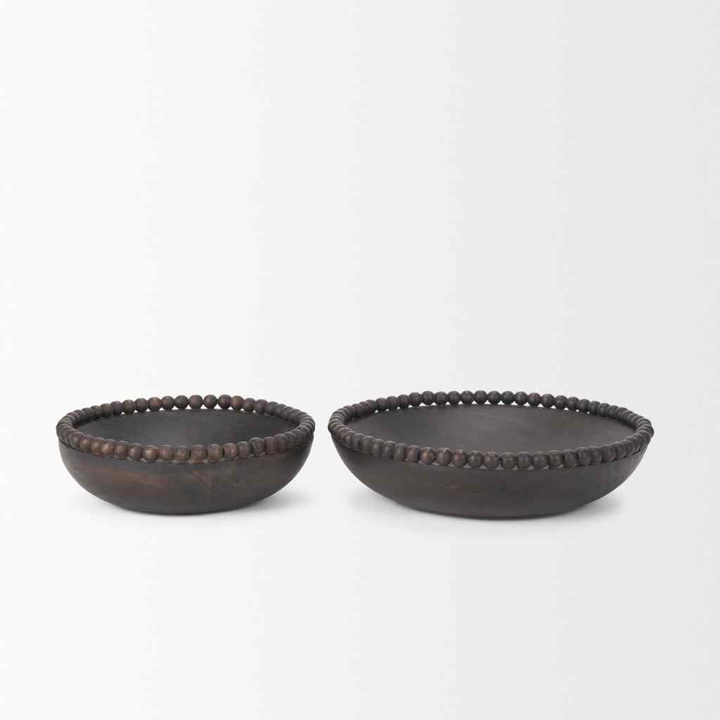 Wendell Dark Brown Wood W- Wood Beads Round Bowls Black