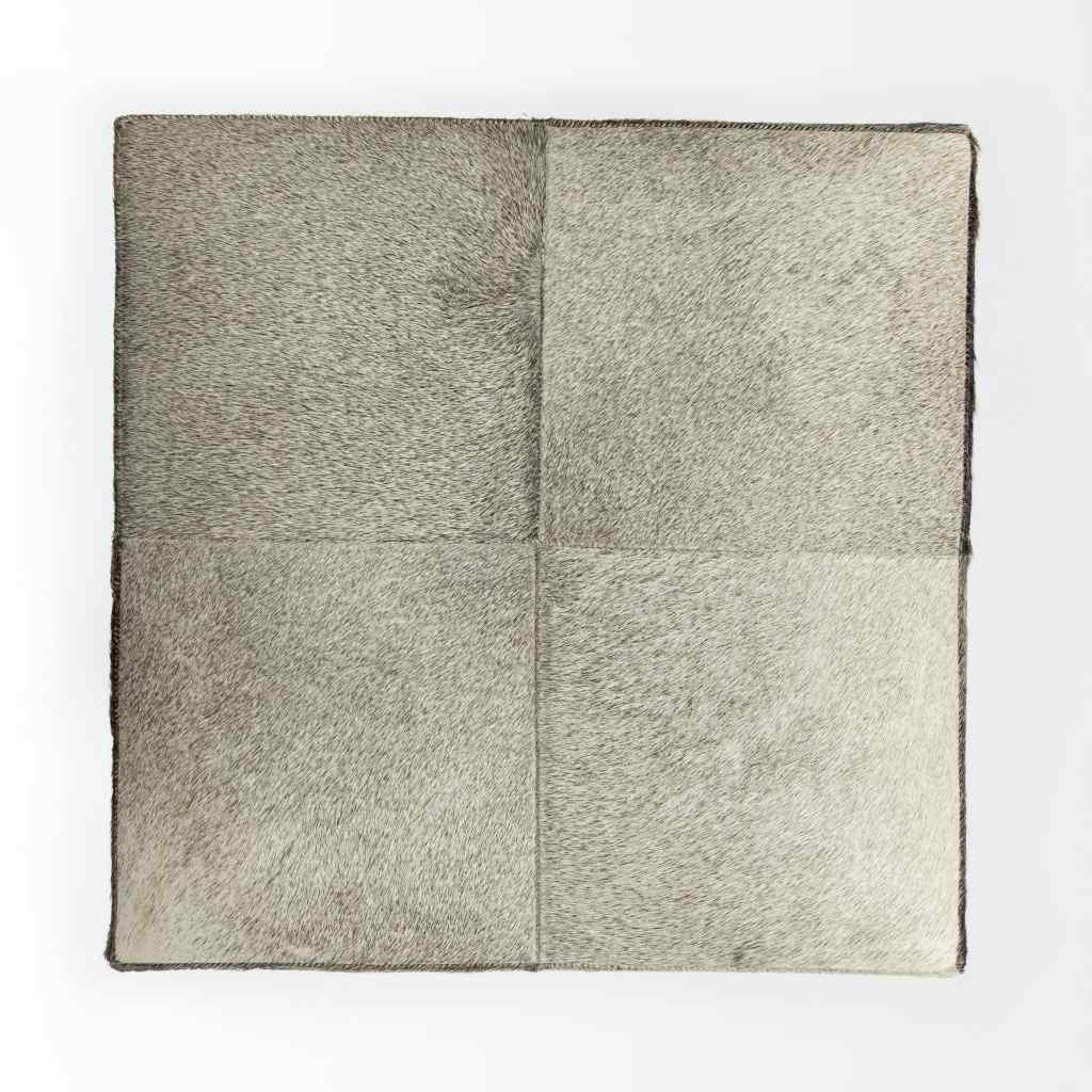 Zahavi I 20in Grey-Toned Hair-On-Hide Ottoman Gray